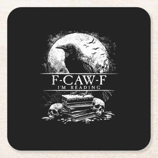 ユーモアあふれるF-Caw-F本 ドクロ ゴシック スクエアペーパーコースター (正面)