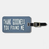 ユーモアおもしろいな旅行荷物のモダンな青 ラゲッジタグ (正面横)