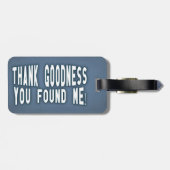 ユーモアおもしろいな旅行荷物のモダンな青 ラゲッジタグ (裏面横)