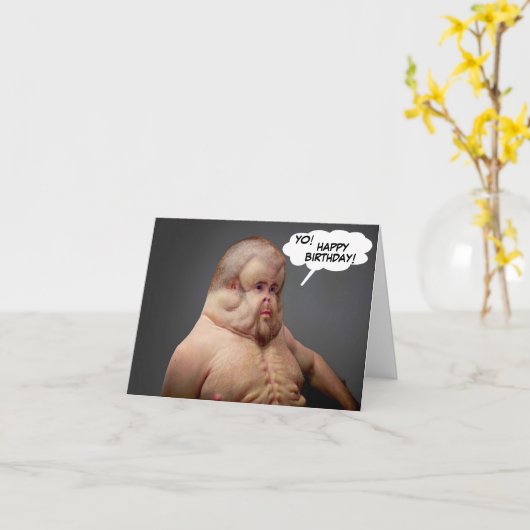 ユーモアおもしろいガイWTF誕生日カード カード (黄色い花)