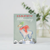 ユーモアおもしろいキュートラマホリデー ポストカード (スタンド正面)