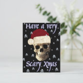 ユーモアおもしろいゴシックスカルクリスマスクリスマス シーズンポストカード (スタンド正面)
