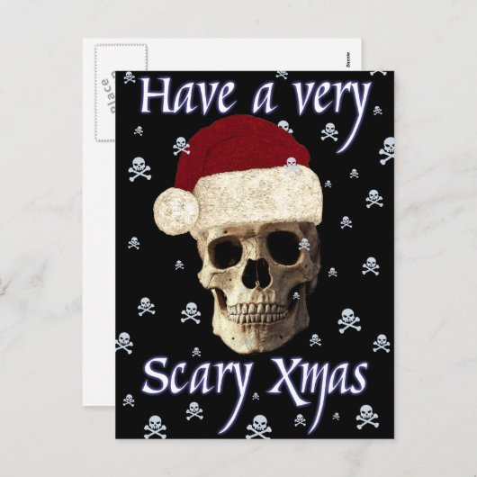 ユーモアおもしろいゴシックスカルクリスマスクリスマス シーズンポストカード (正面/裏面)