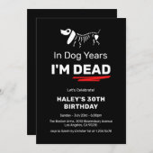 ユーモアおもしろいジョーク犬の年30th大人誕生日 招待状 (正面/裏面)