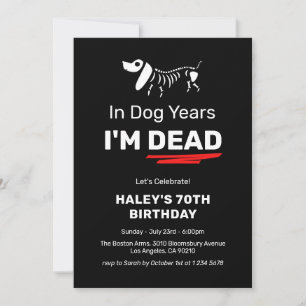 ユーモアおもしろいジョーク犬の年70th大人の誕生日 招待状