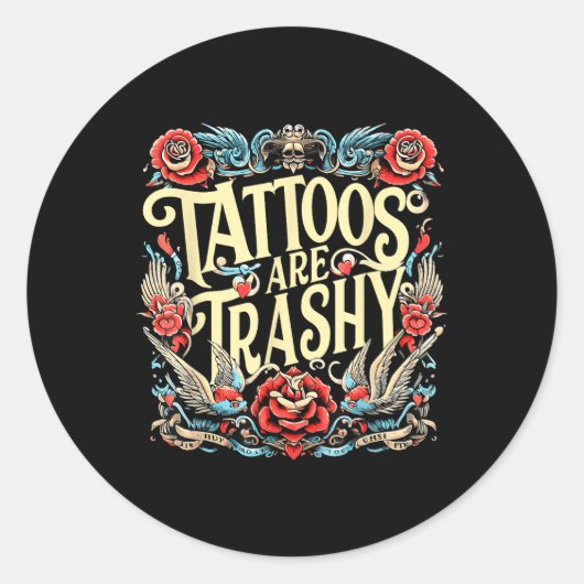ユーモアおもしろいタトゥーアーティストタトゥーはトラッシュなサルカ ラウンドシール (正面)