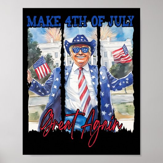 ユーモアおもしろいトランプ再び7月の4日を作る素晴らし男性 ポスター (正面)