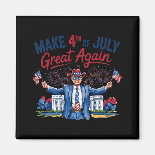 ユーモアおもしろいトランプ再び7月の4日を作る素晴らし男性 マグネット (正面)