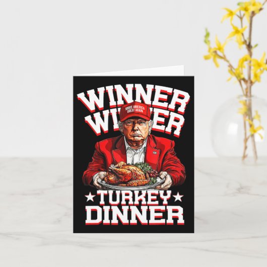 ユーモアおもしろいトランプ勝者の勝者トルコのディナー カード (黄色い花)