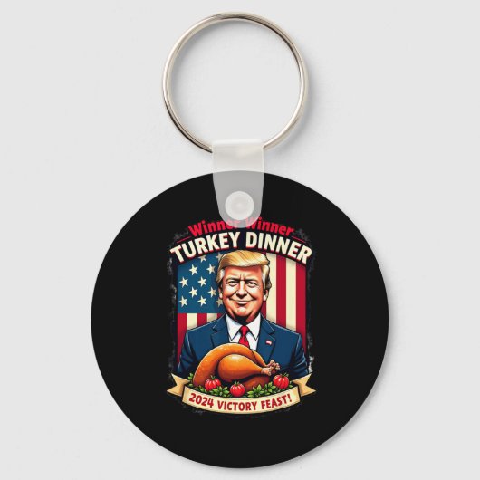 ユーモアおもしろいトランプ勝者の勝者トルコのディナー キーホルダー (正面)