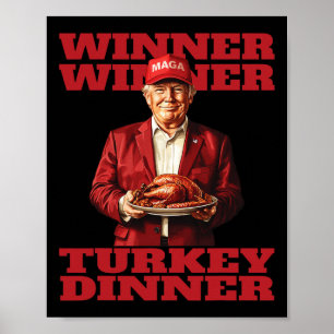 ユーモアおもしろいトランプ勝者の勝者トルコのディナー ポスター