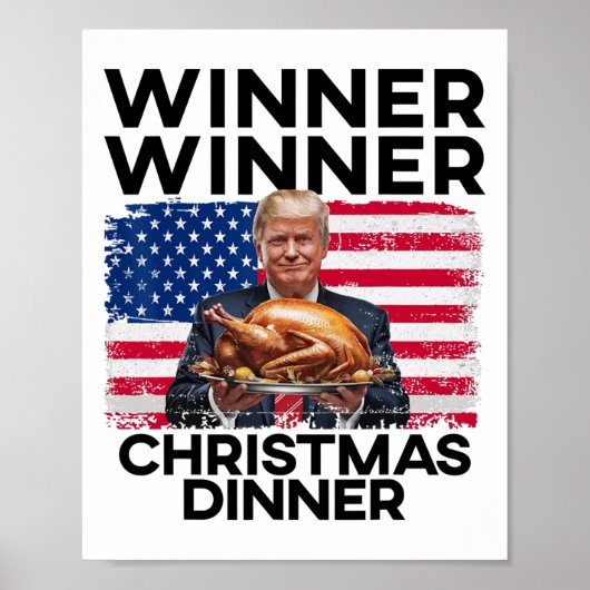 ユーモアおもしろいトランプ勝者クリスマスディナーM ポスター (正面)
