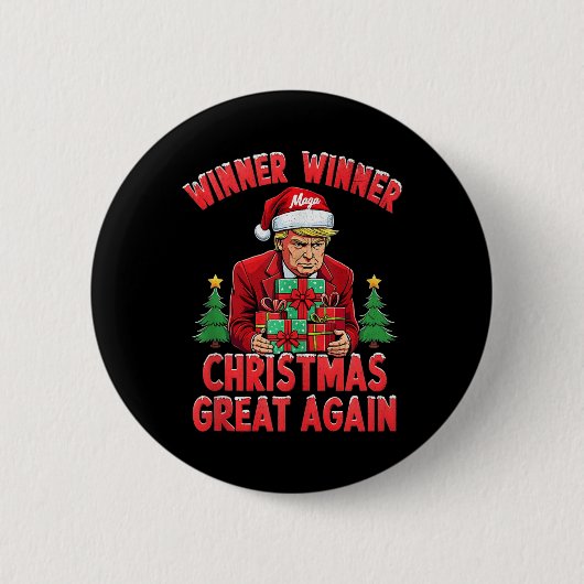 ユーモアおもしろいトランプ勝者クリスマス素晴らしAg 缶バッジ (正面)