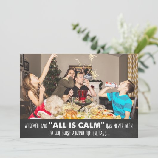 ユーモアおもしろいフォトクリスマスチョークグリーティングカード (スタンド正面)
