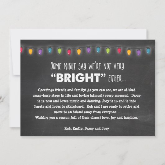 ユーモアおもしろいフォトクリスマスチョークグリーティングカード (裏面)