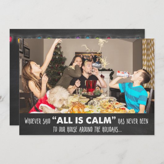 ユーモアおもしろいフォトクリスマスチョークグリーティングカード (正面/裏面)