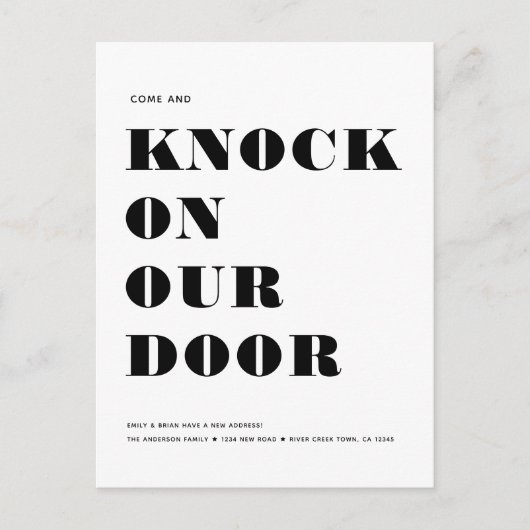 ユーモアおもしろい新しいアドレスシンプルミニマリスト移動 案内ポストカード (正面)