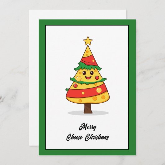 ユーモアおもしろい漫画チーズメリークリスマス シーズンカード (正面/裏面)