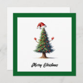 ユーモアおもしろい漫画メリークリスマスツリーボール シーズンカード (正面/裏面)