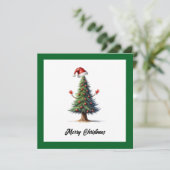 ユーモアおもしろい漫画メリークリスマスツリーボール シーズンカード (スタンド正面)