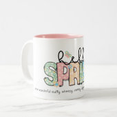 ユーモアたっぷりだけど本当 Hello Spring セラミックマグ ツートーンマグカップ (正面左)