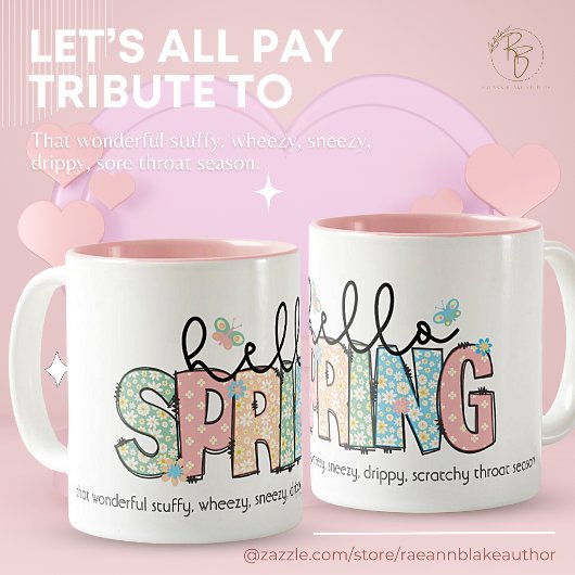 ユーモアたっぷりだけど本当 Hello Spring セラミックマグ ツートーンマグカップ