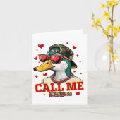 ユーモアたっぷりなバレンタインデー少年ダックハンティングコールミートッド カード (黄色い花)