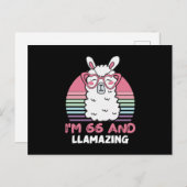 ユーモアたっぷりなラマの66歳誕生日プレゼント 女性向け ポストカード (正面/裏面)