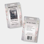 ユーモアたっぷりな花のウェディングリングベアラーの写真付きIDバッジ バッジ (表裏)