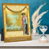 ユーモアたっぷりのアレンジアート 60歳の誕生日 テーブルトップ フォトプラーク (側面)