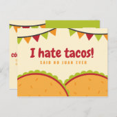 ユーモアたっぷりのイラスト付きメキシカンタコス ポストカード (正面/裏面)