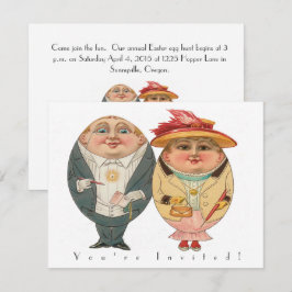 ユーモアたっぷりのイースターエッグハント ヴィンテージ パーティー招待状 招待状
