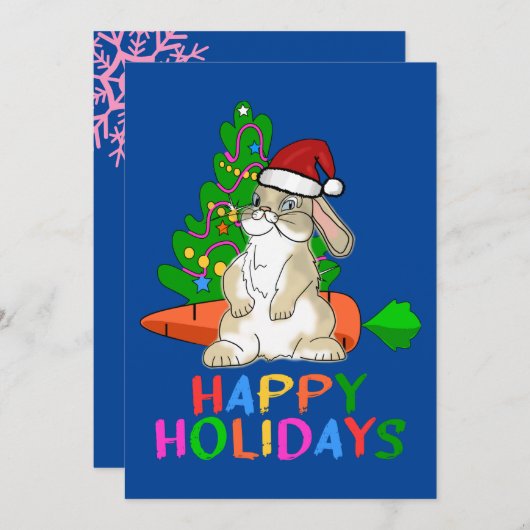 ユーモアたっぷりのウサギのホリデーシーズン シーズンカード (正面/裏面)