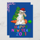 ユーモアたっぷりのウサギの新年2021 シーズンカード (正面/裏面)