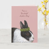 ユーモアたっぷりのウサギの母の日カード カード (黄色い花)