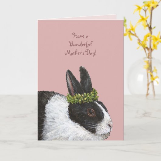 ユーモアたっぷりのウサギの母の日カード カード (黄色い花)