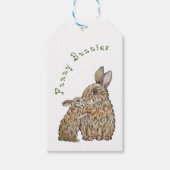 ユーモアたっぷりのウサギ。鉛筆画 ギフトタグ (正面)