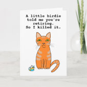 ユーモアたっぷりのオレンジ色の猫の退職カード カード (正面)