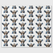 ユーモアたっぷりのカウボーイ牛サングラス柄 ラッピングペーパー (フラット)