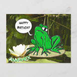 ユーモアたっぷりのカエル 誕生日 ポストカード