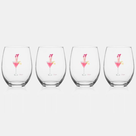 ユーモアたっぷりのカクテル ドリンクウェア、女子会 バー カート ステムなしワイングラス (正面)