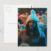 ユーモアたっぷりのキリストと羊の誕生日パーティー ポストカード (正面/裏面)