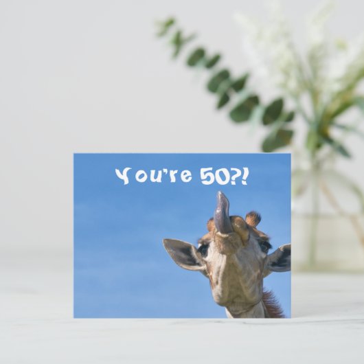 ユーモアたっぷりのキリン ハッピーバースデー50周年 ポストカード (スタンド正面)