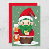 ユーモアたっぷりのクリスマスエルフ フラット ホリデー カード (正面/裏面)