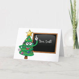 ユーモアたっぷりのクリスマスツリーカード　サンタへの質問付き シーズンカード