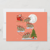 ユーモアたっぷりのクリスマスツリー サンタがウサギに乗ったクリスマス 招待状 (正面)