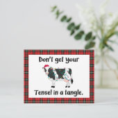 ユーモアたっぷりのクリスマス牛のホリデーカード シーズンポストカード (スタンド正面)