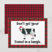 ユーモアたっぷりのクリスマス牛のホリデーカード シーズンポストカード (正面/裏面)