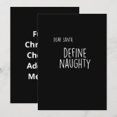 ユーモアたっぷりのクリスマス　いたずらっ子とよい子のサンタチェックリスト シーズンカード (正面/裏面)