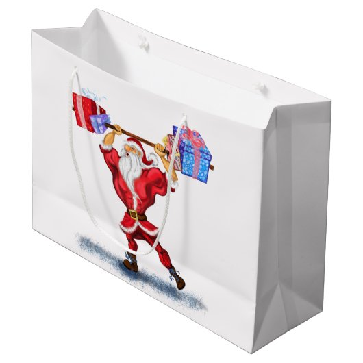 ユーモアたっぷりのクリスマス ギフトバッグ ボディービルダーサンタ付き (正面アングル)